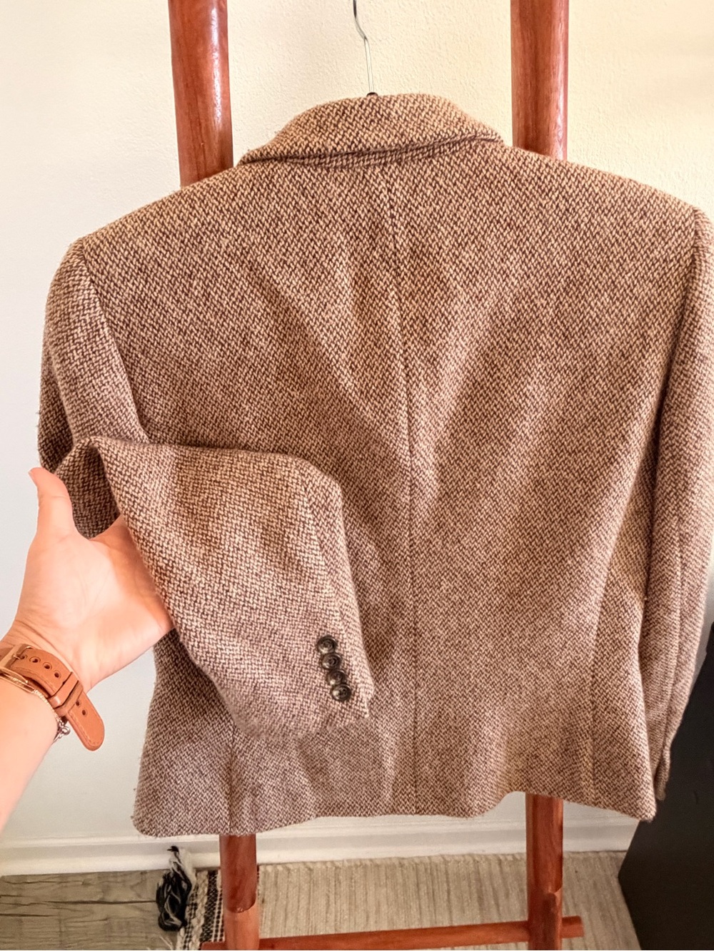 Vintage Lauren Ralph Lauren Herringbone Tweed Blazer Jacket - Picture 8 of 9